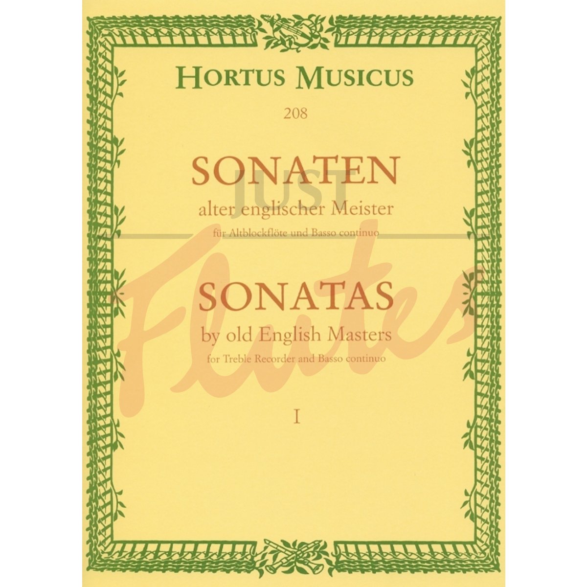 Sonatas by Old English Masters Vol 1 For Treble Recorder and Basso Continuo