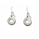 Image links to product page for Ellen Burr Sterling Silver Flute Open Hole Key with Silver Balls Drop Earrings