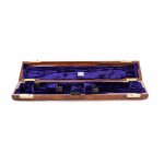 Image links to product page for Wiseman Wooden Traditional-Style Flute Case, Burr Wood Effect with Purple Lining
