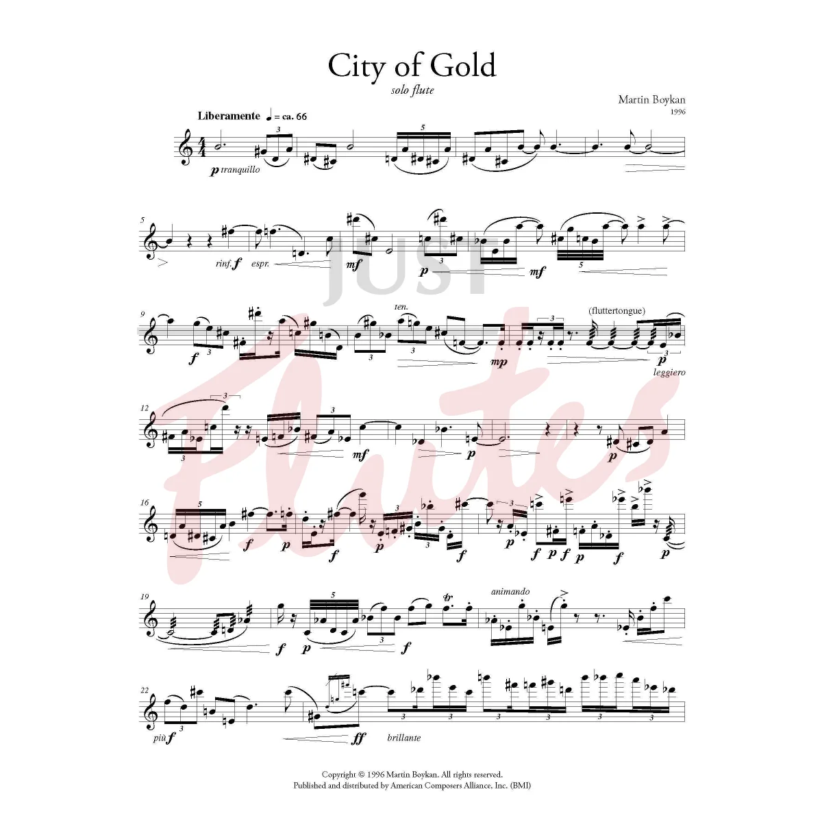 City of Gold for Solo Flute