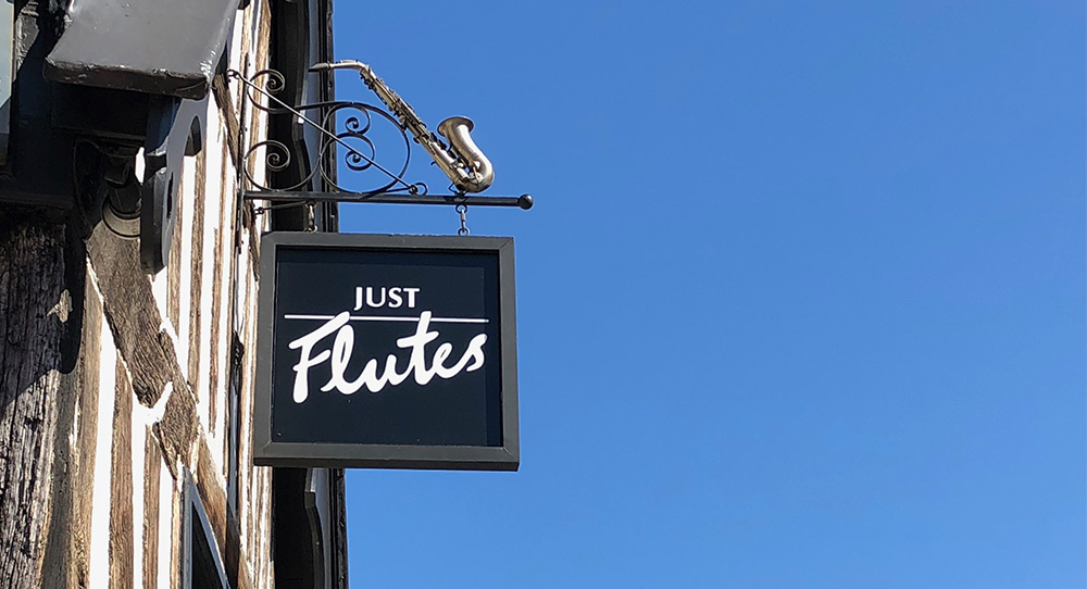 Outside of Just Flutes Shop