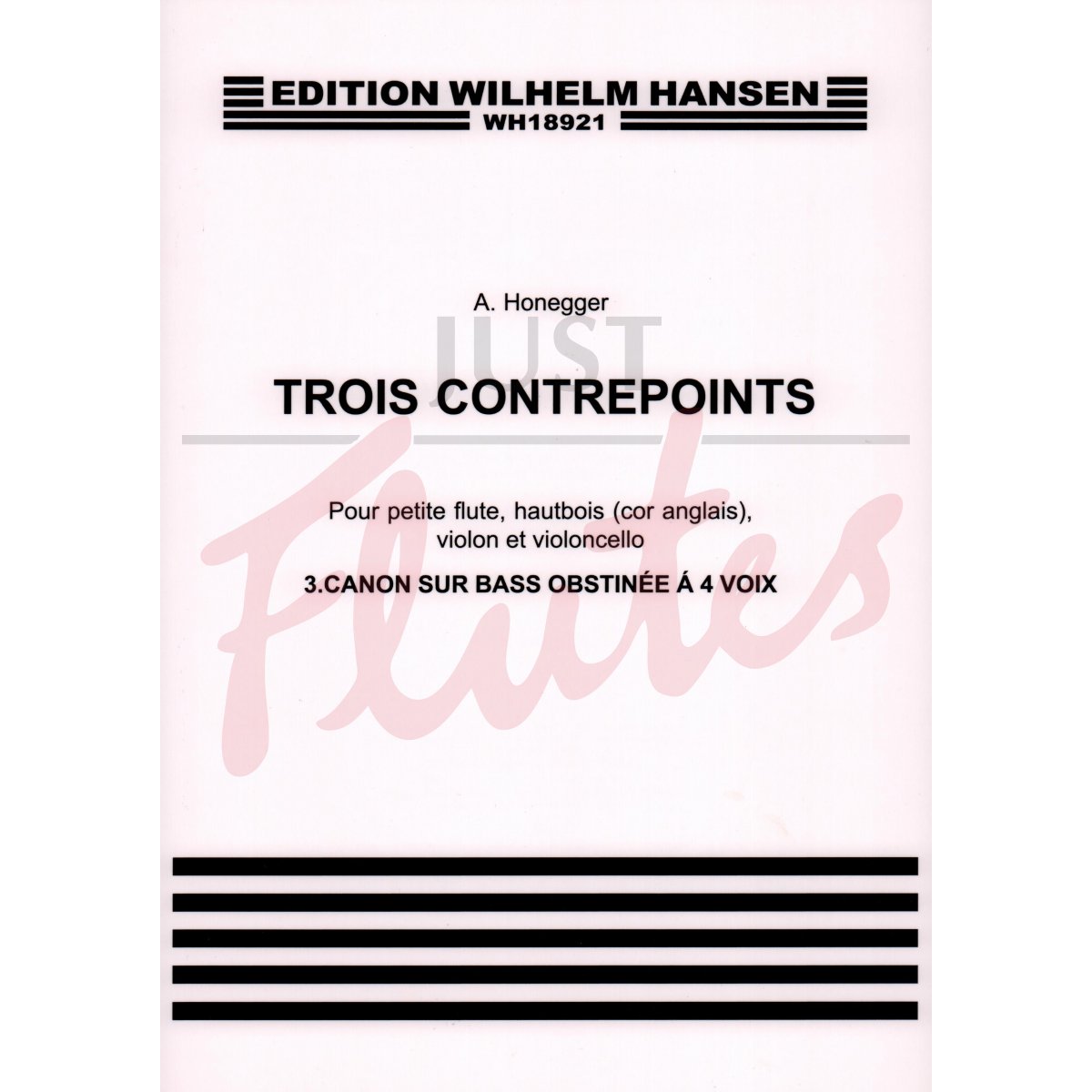 Trois Contrepoints No. 3 'Canon Sur Bass Obstinee' for Piccolo, Cor Anglais, Violin and Cello