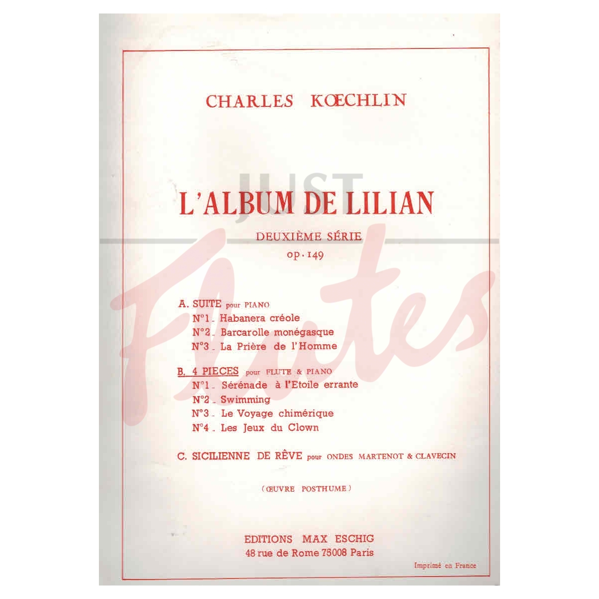 L&#039;Album de Lilian - 4 Pieces for Flute and Piano