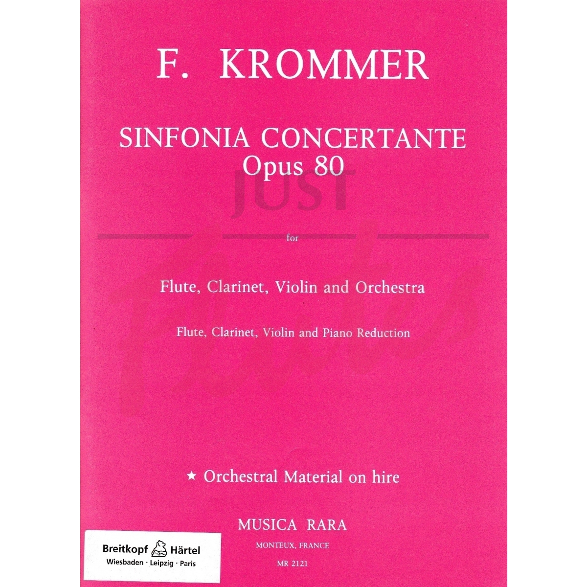 Sinfonia Concertante in D major for Flute, Clarinet, Violin with piano reduction