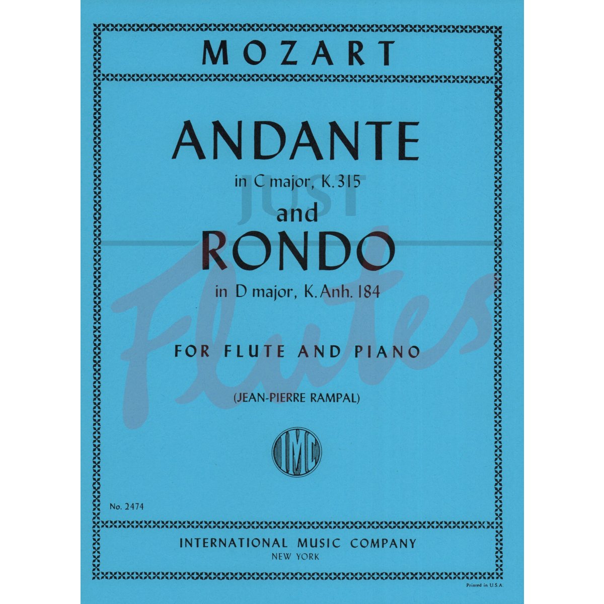 Andante in C major KV315 and Rondo in D major KV184 for Flute and Piano
