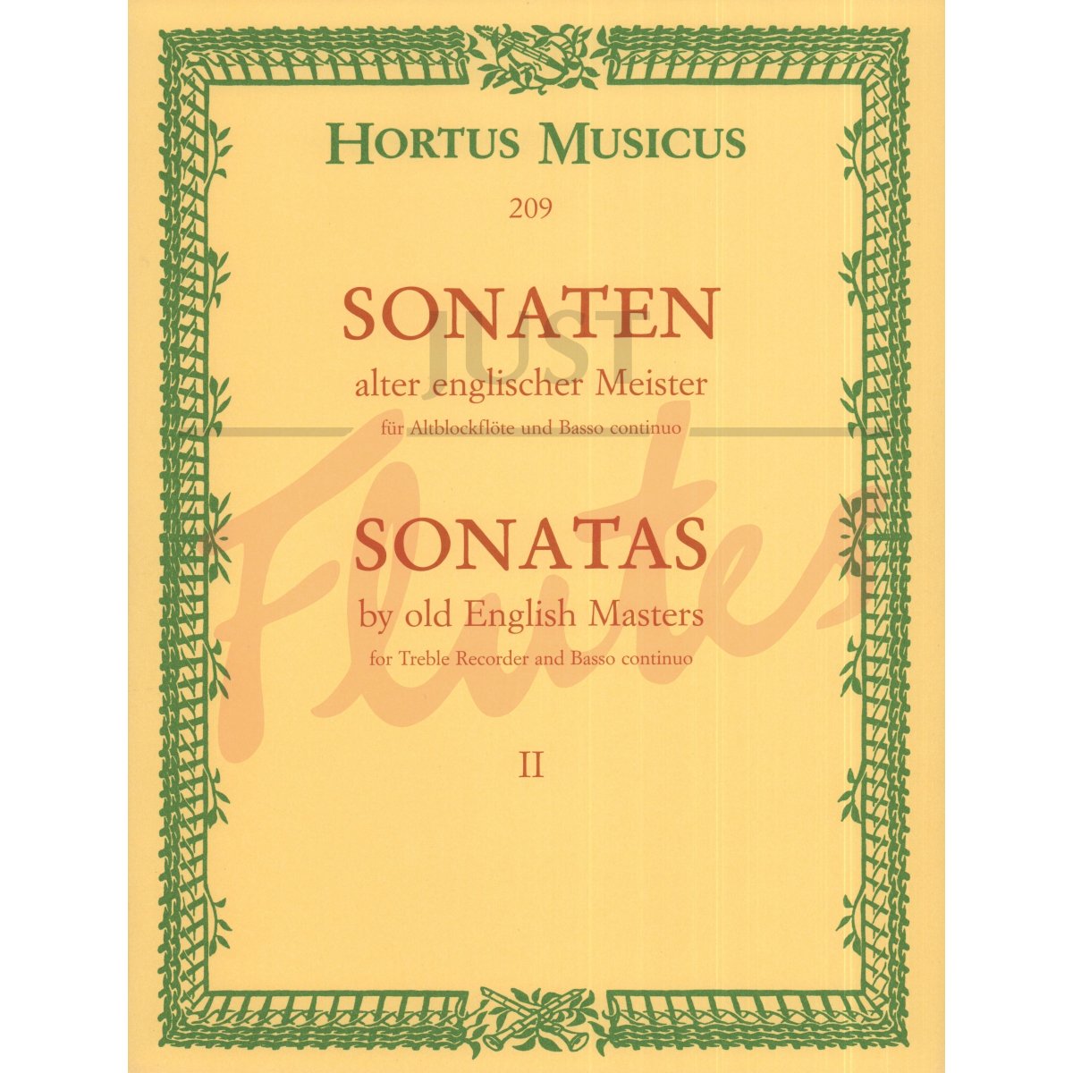 Sonatas by Old English Masters Vol 2 For Treble Recorder and Basso Continuo