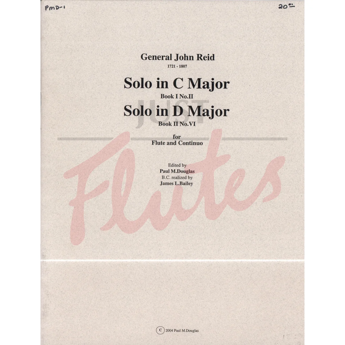 Solo in C major Book 1:2 &amp; Solo in D major Book2:6 for Flute and Continuo