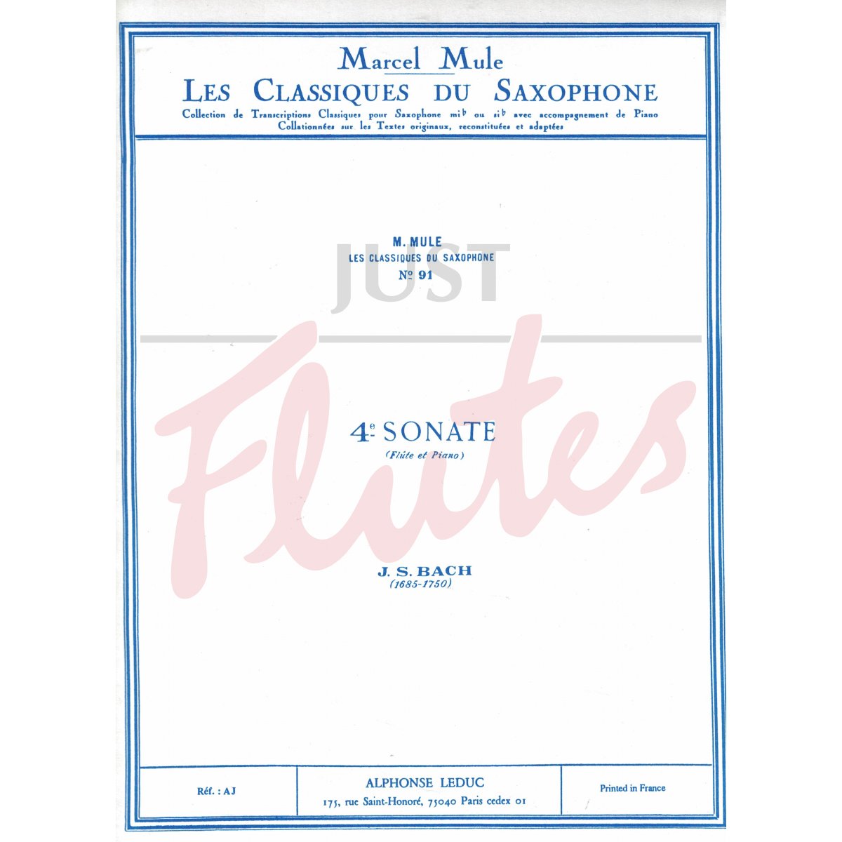 Sonata No. 4 arranged for Alto Saxophone and Piano