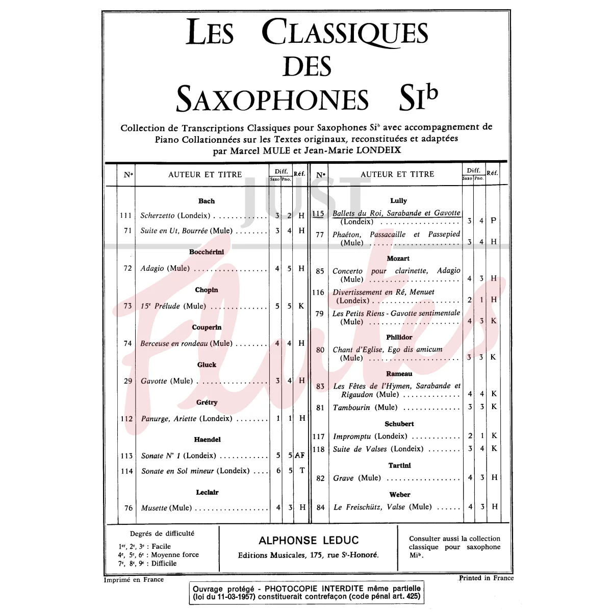 Ballets du Roi for Bb Saxophone and Piano