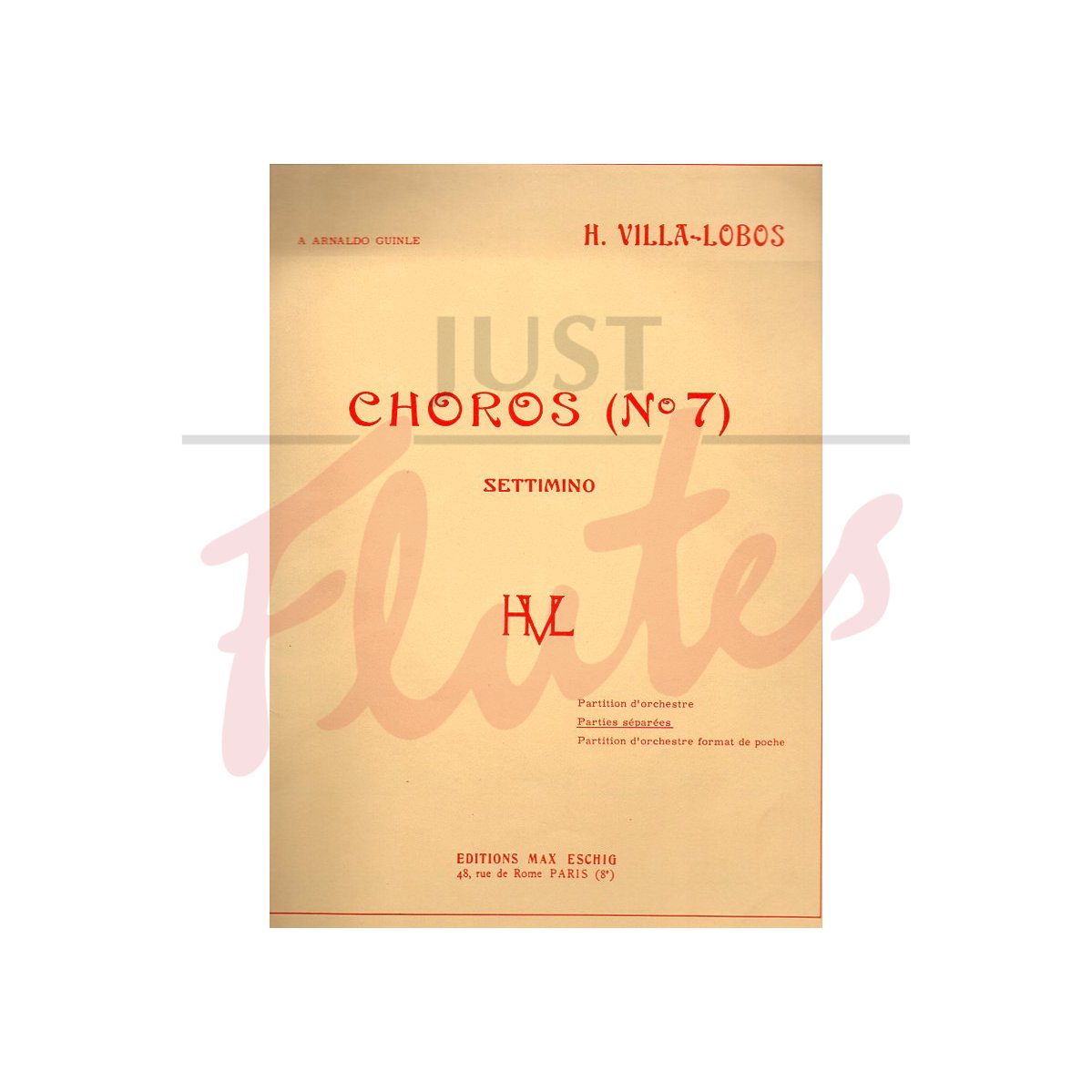 Choros No 7 for Flute, Oboe, Clarinet, Alto Sax, Bassoon, Violin, Cello and Tam-tam