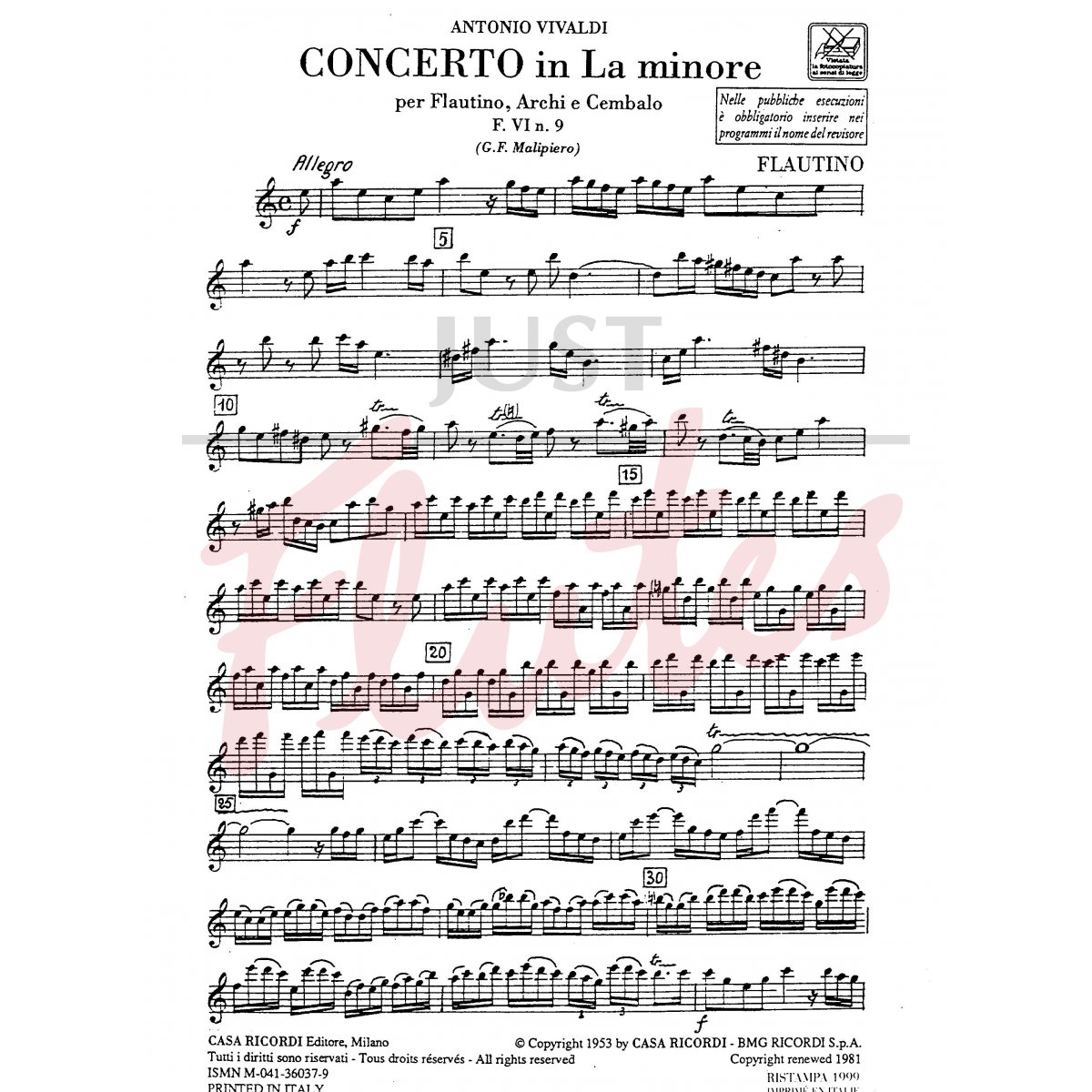 Concerto in A minor for Piccolo, Strings and Harpsichord