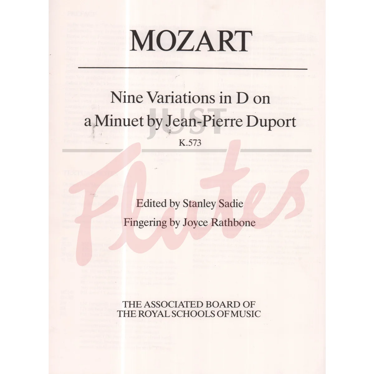 Nine Variations in D on a Minuet by Jean-Pierre Duport