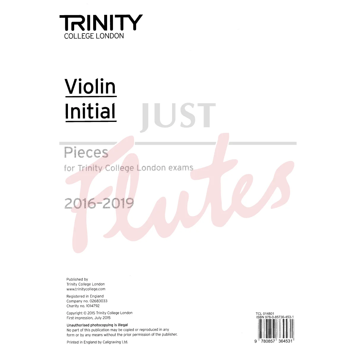 Trinity Violin Exam Pieces Initial 2016-2019 [Violin Part]