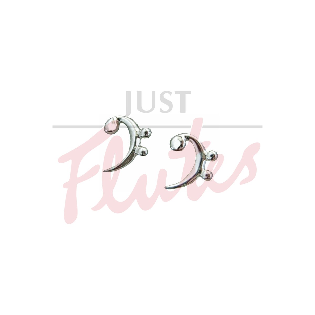 Music Gifts Sterling Silver Bass Clef Stud Earrings
