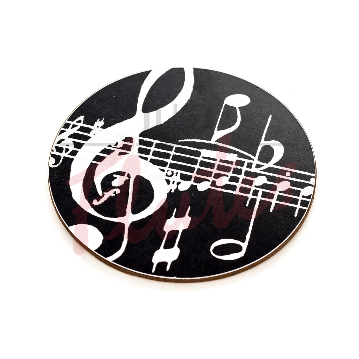 Music Mug Mats - Black with White Music Notes Design (Pack of 2)