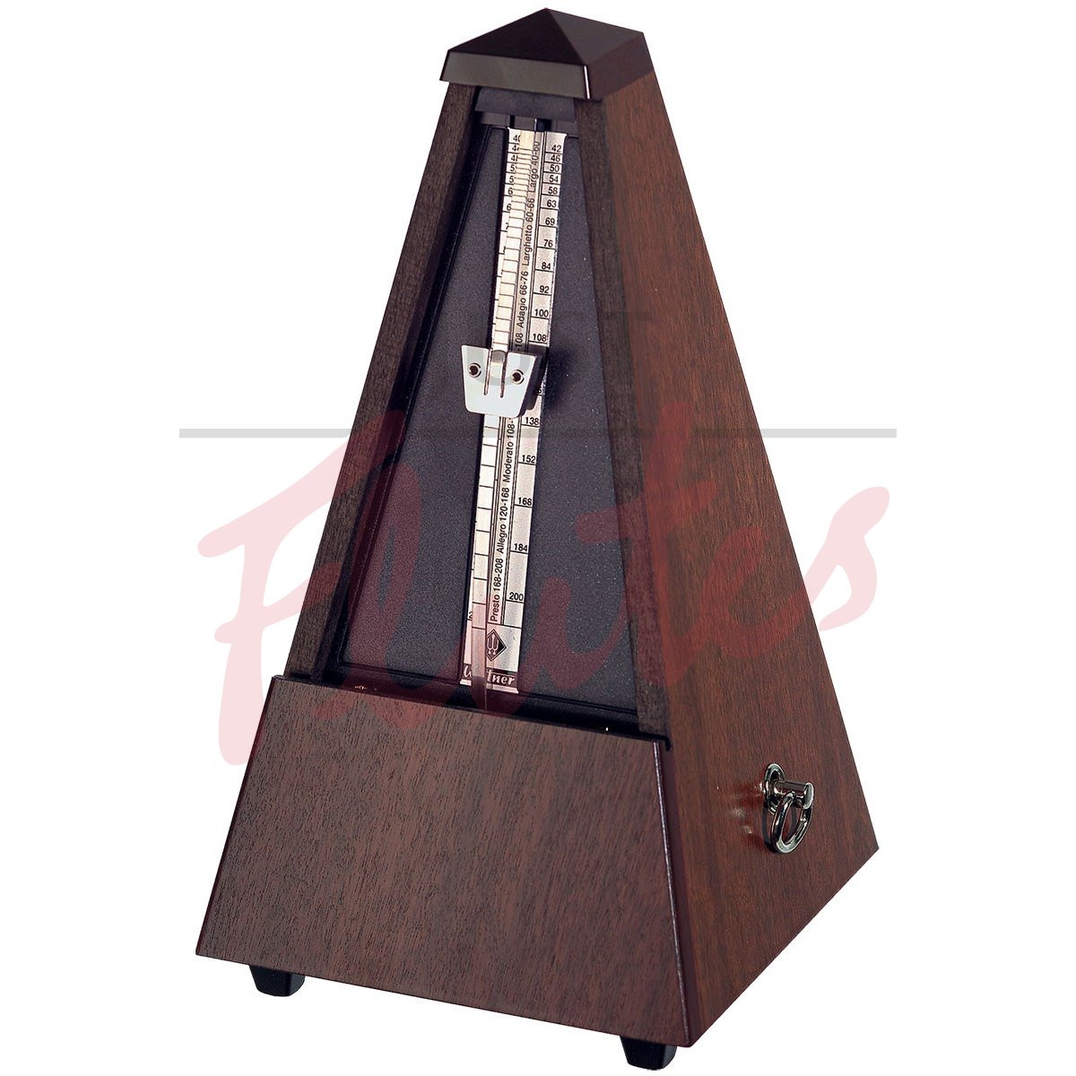 Wittner 814M Pyramid Metronome With Bell, Solid Wood, Matt Silk Walnut