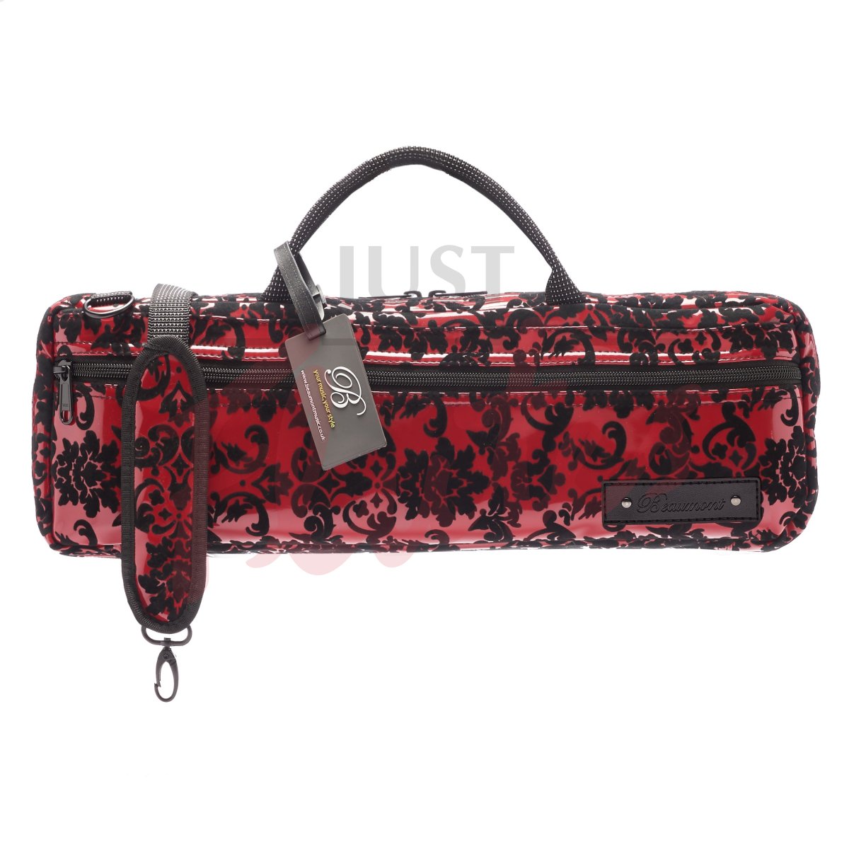 Beaumont BFBC-BL Designer C-foot Flute Case Cover, Burgundy Lace Design