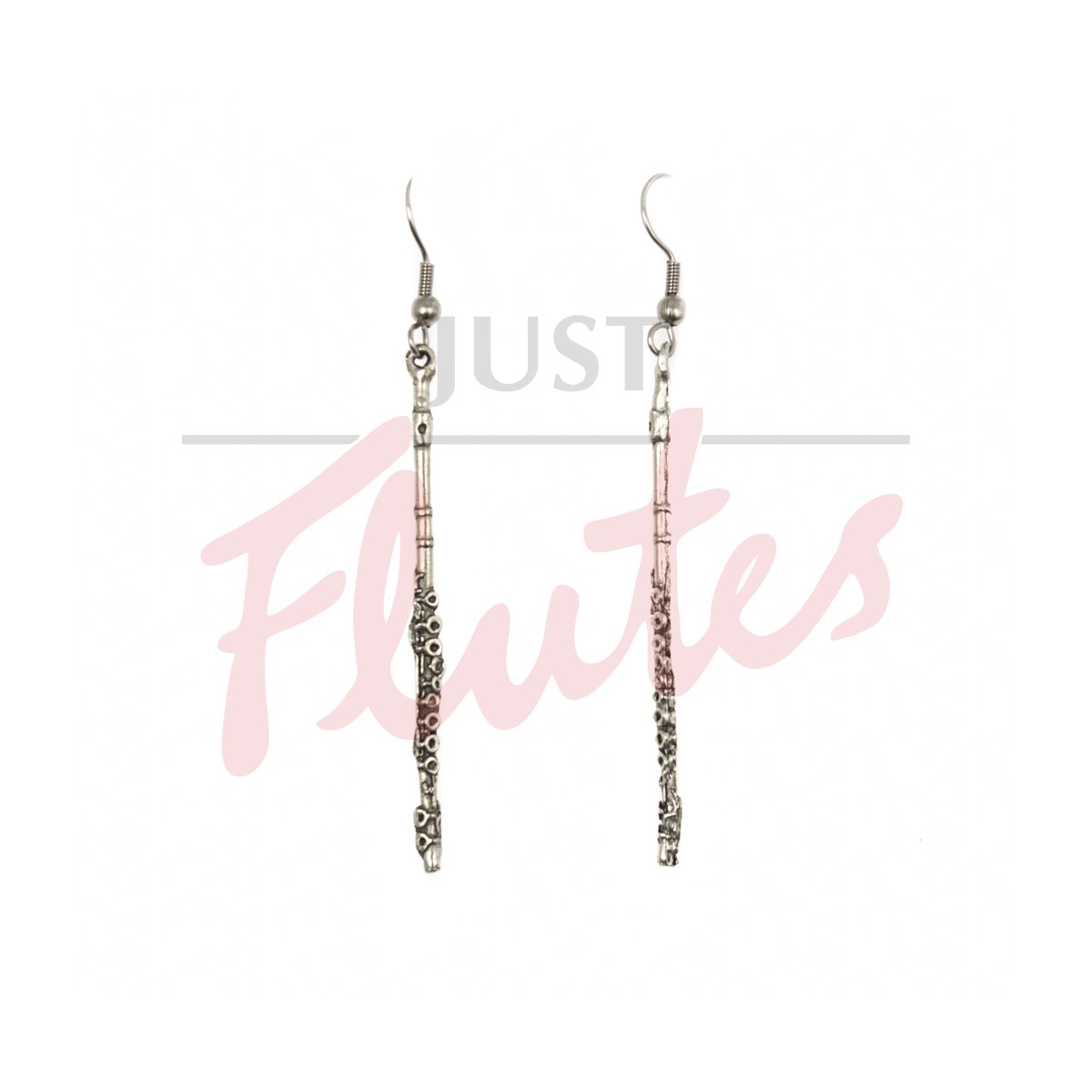 Music Gifts Pewter Flute Drop Earrings