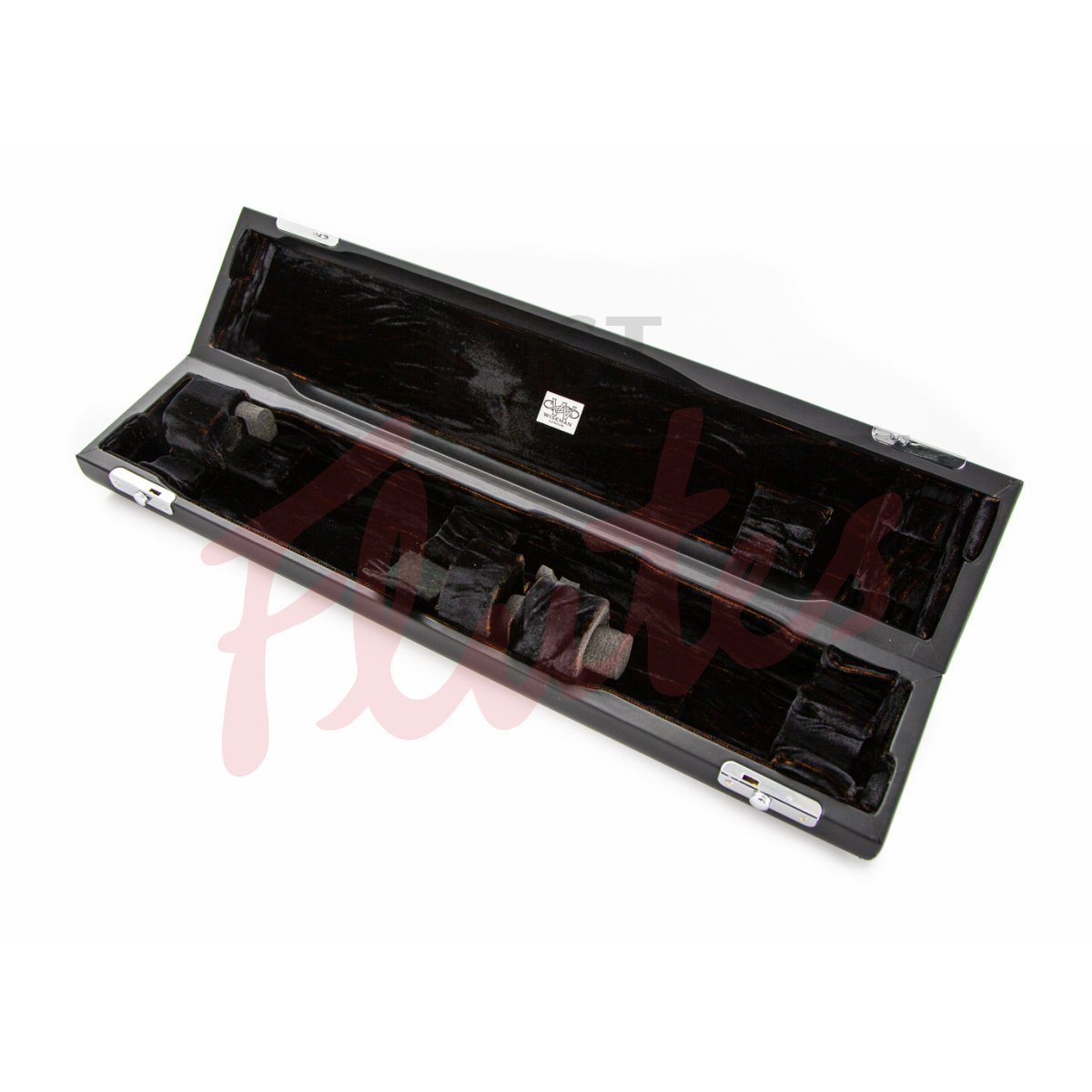 Wiseman Traditional-Style Flute Case, Black Leather with Black & Gold Lining