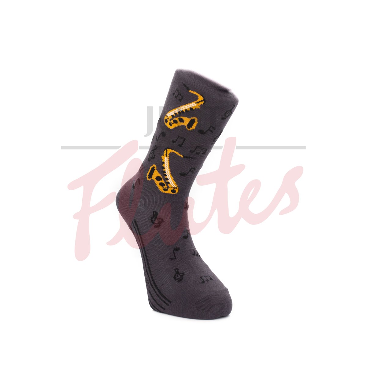 Saxophone Socks (Brown Background), Size 6-11