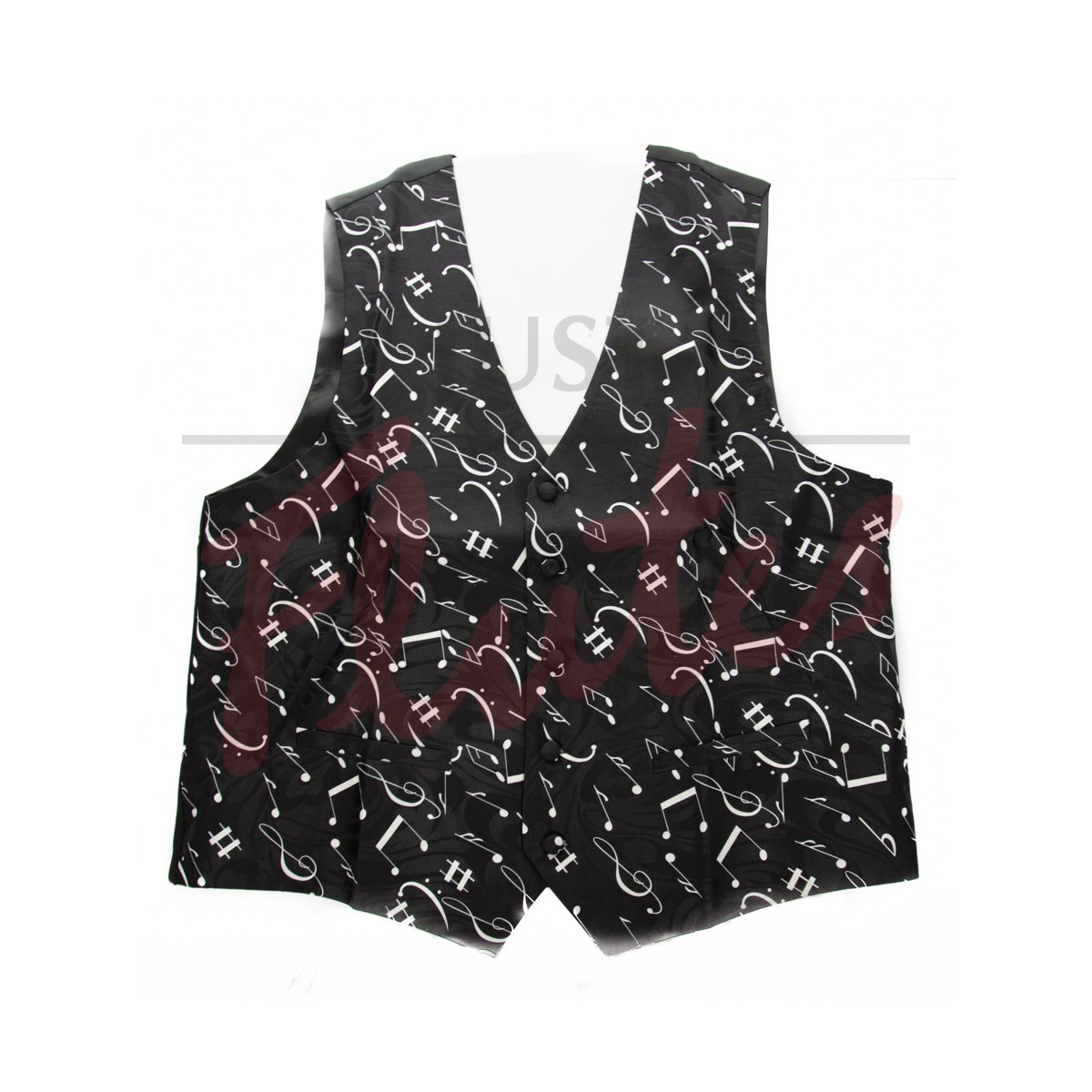 Tie Studio Music Waistcoat, Black with White Notes, L Size
