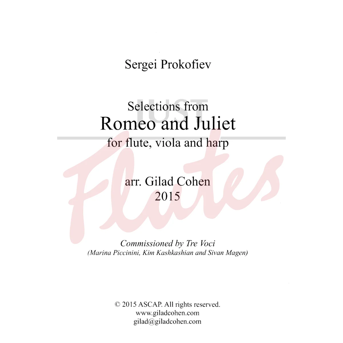 Selections from Romeo and Juliet for Flute, Viola and Harp