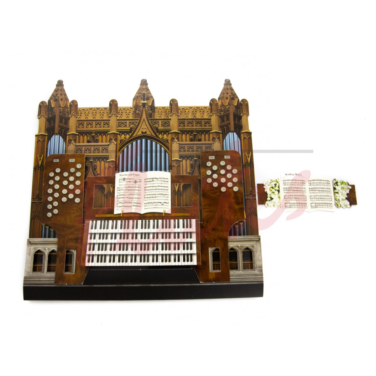 3D Cathedral Wedding Organ Greetings Card