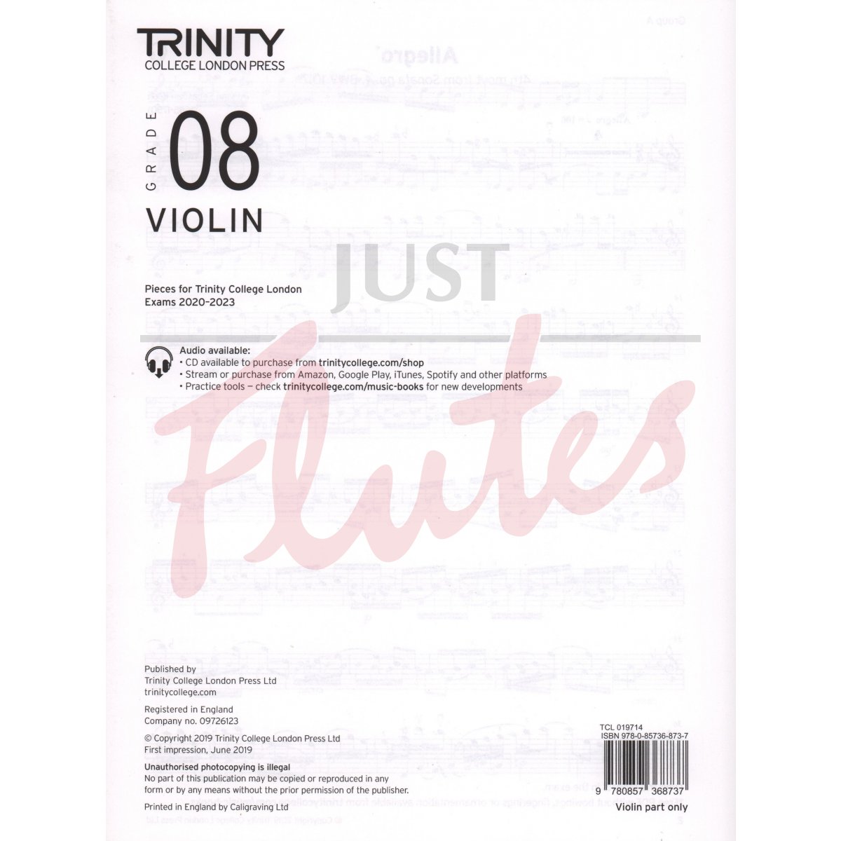 Trinity Violin Exam Pieces - Grade 8 2020-2023 (Vln. part only)