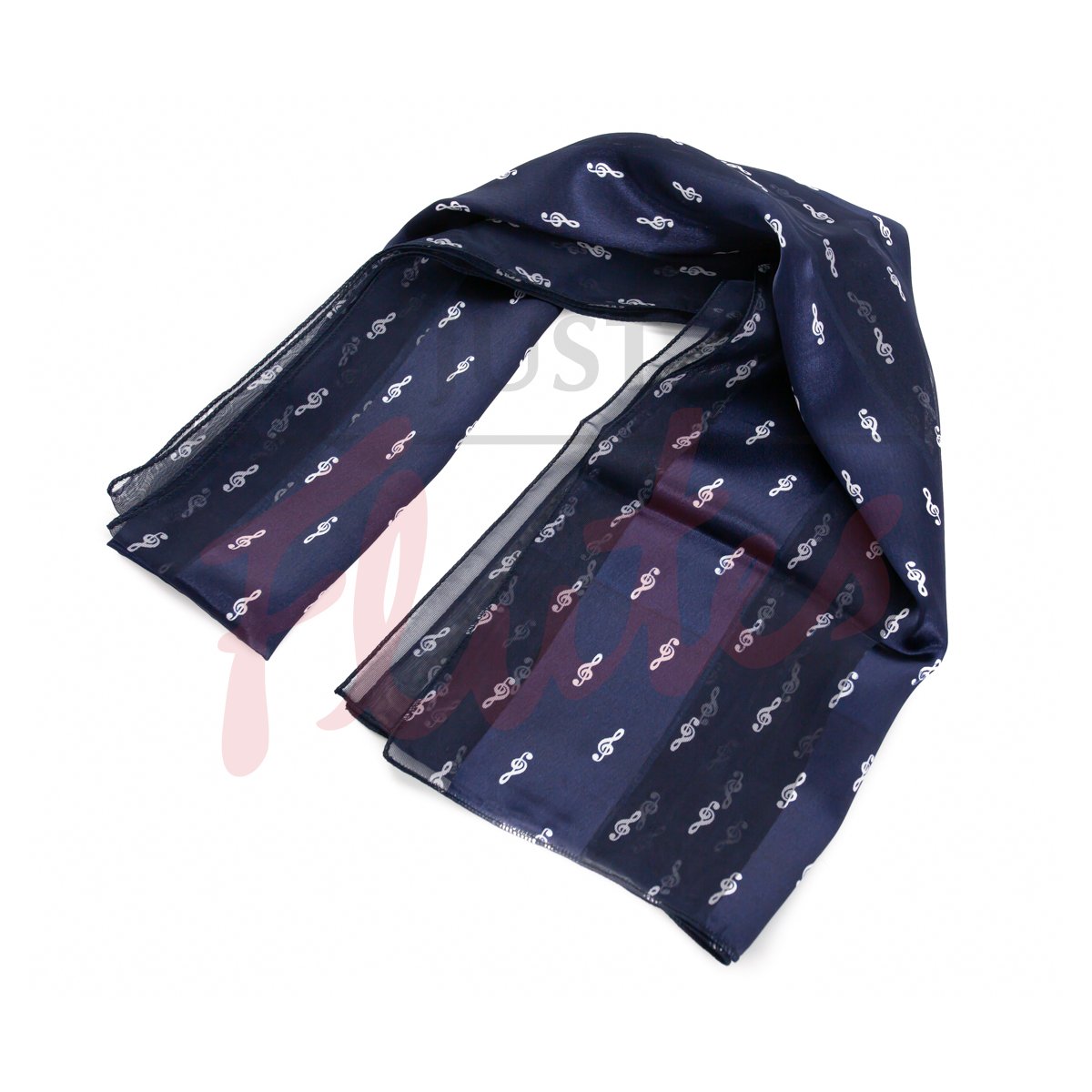 Music Scarf, Navy with Tiny Treble Clefs