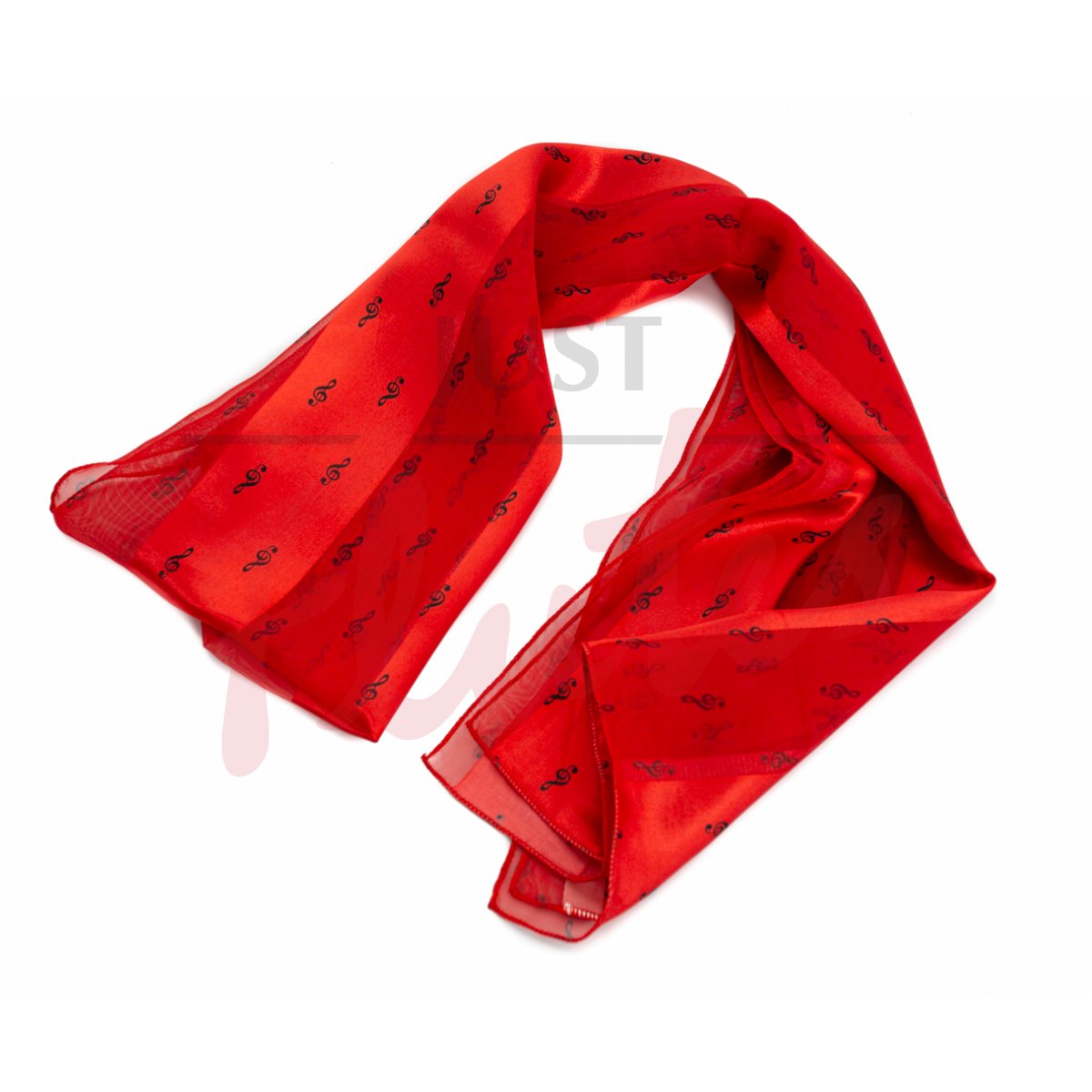 Music Scarf, Red with Tiny Treble Clefs