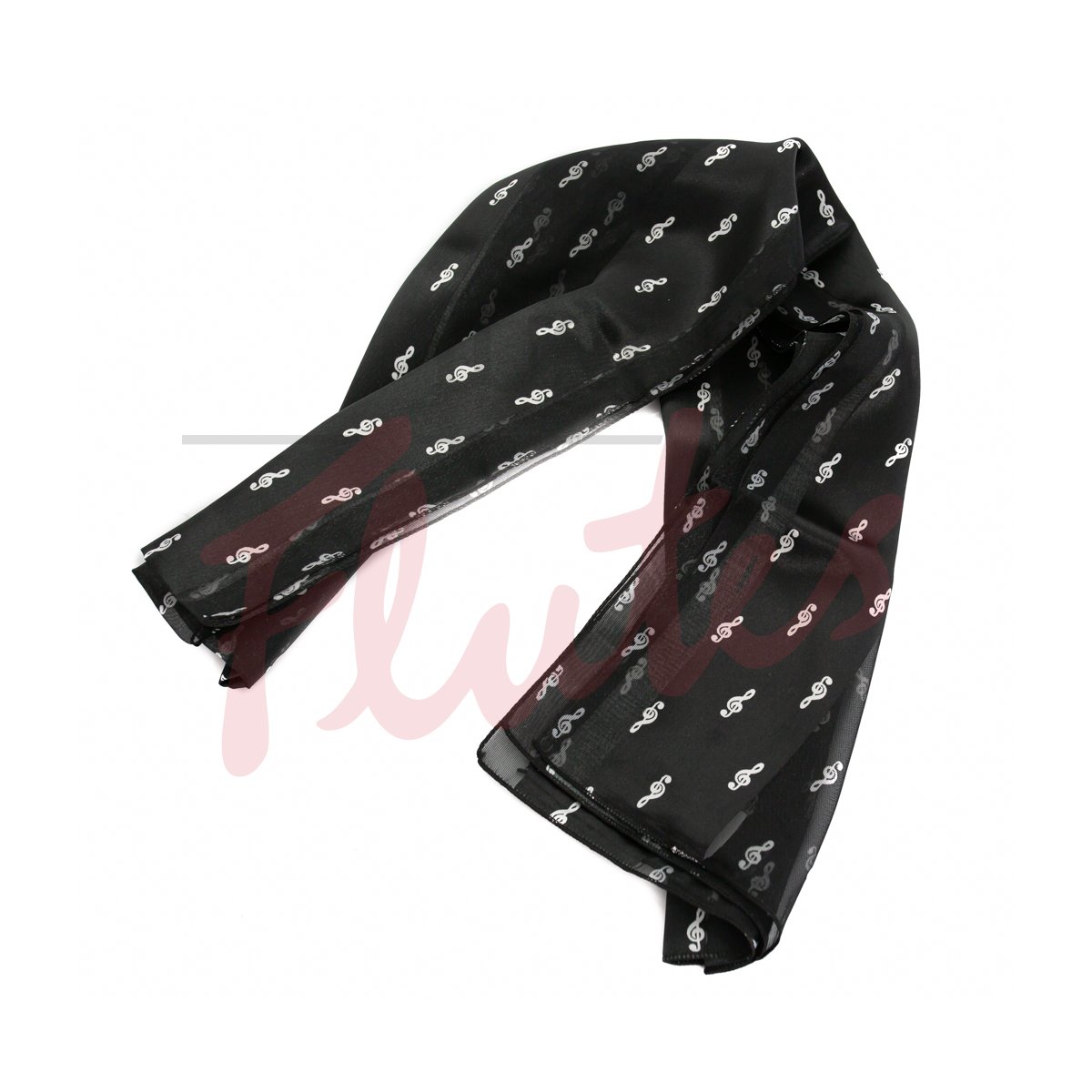 Music Scarf, Black with Tiny Treble Clefs