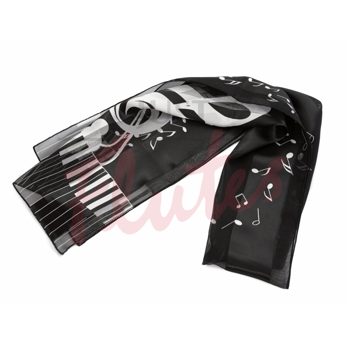 Music Scarf, Keyboard Ends, Black