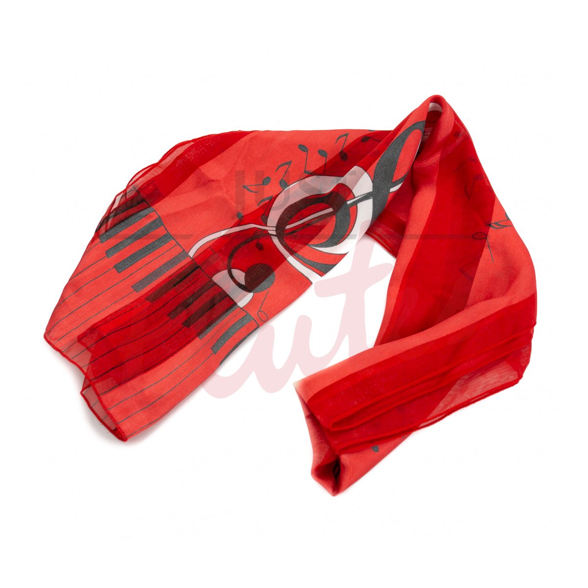 Music Scarf, Keyboard Ends, Red