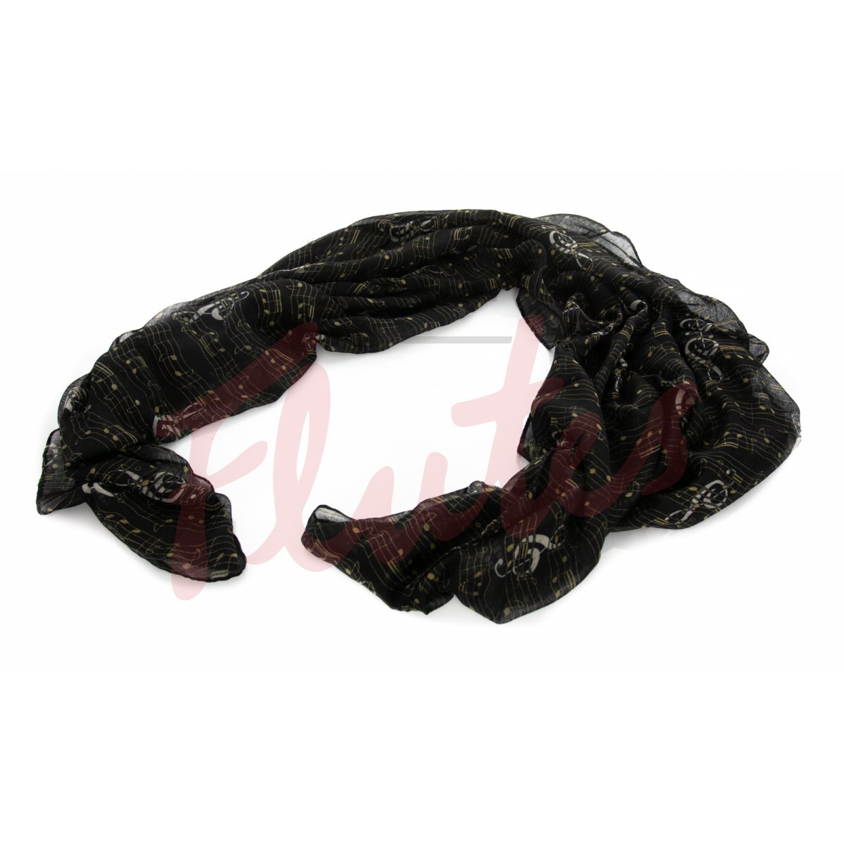 Music Scarf, Black with Red Staves