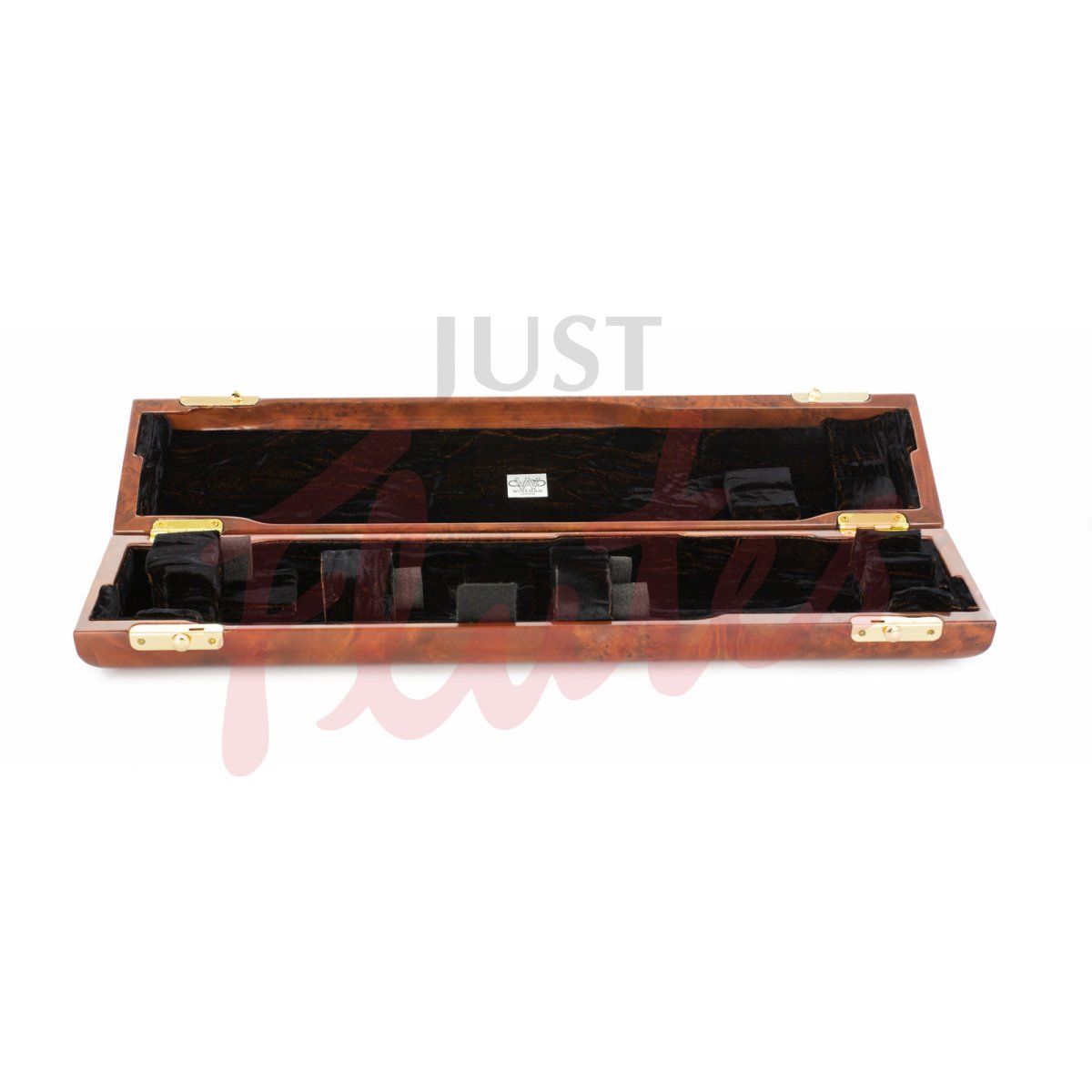 Wiseman Wooden Traditional-Style Flute Case, Burr Wood Effect with Black & Gold Lining