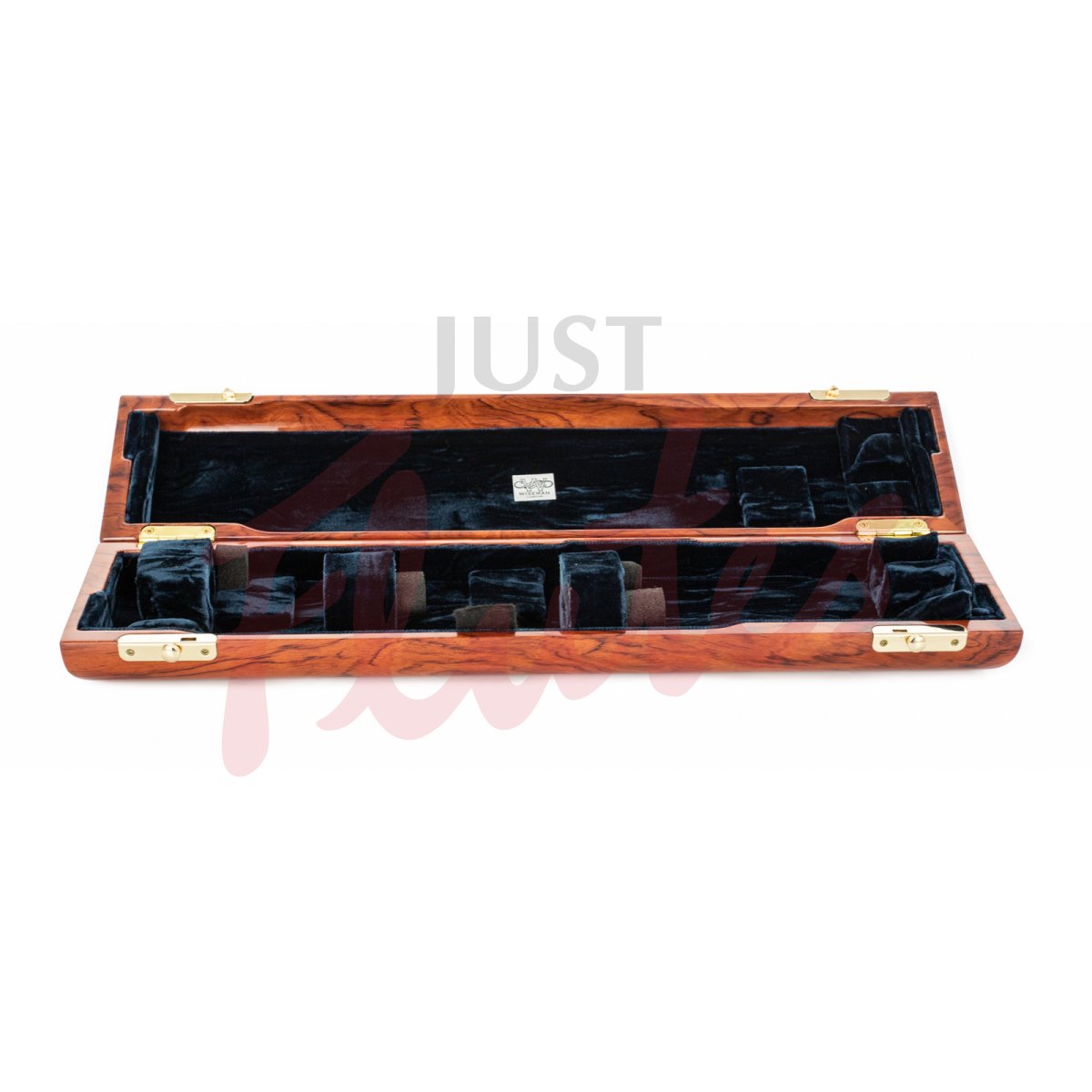 Wiseman Wooden Traditional-Style Flute Case, Snake Wood Effect with Dark Blue Lining