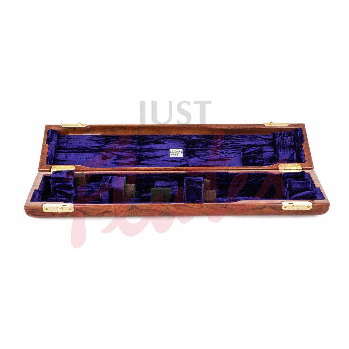 Wiseman Wooden Traditional-Style Flute Case, Snake Wood Effect with Purple Lining