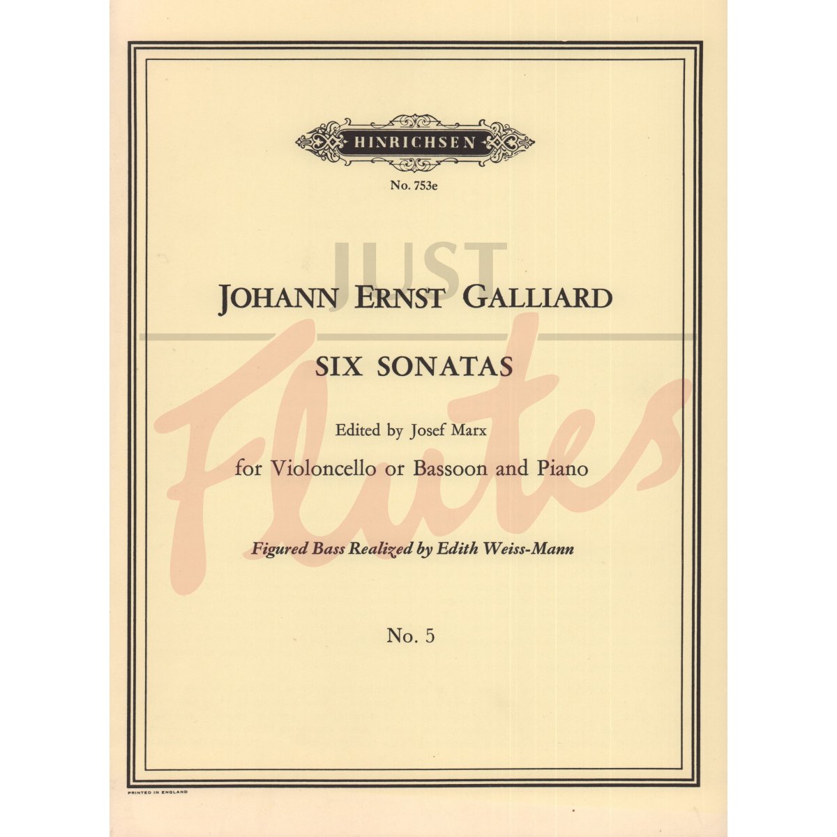 Sonata No. 5 for Bassoon/Cello and Piano