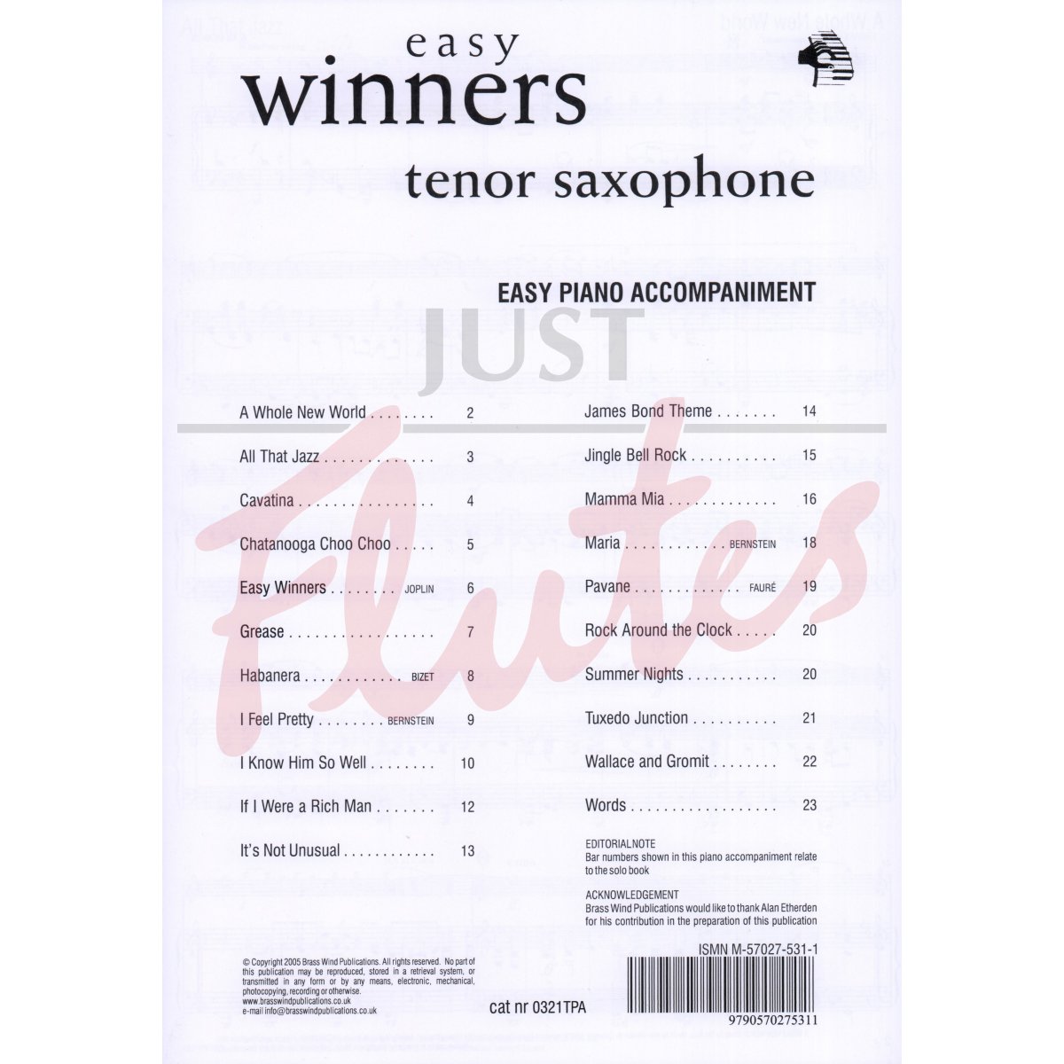 Easy Winners for Tenor Saxophone - Piano Accompaniment Part