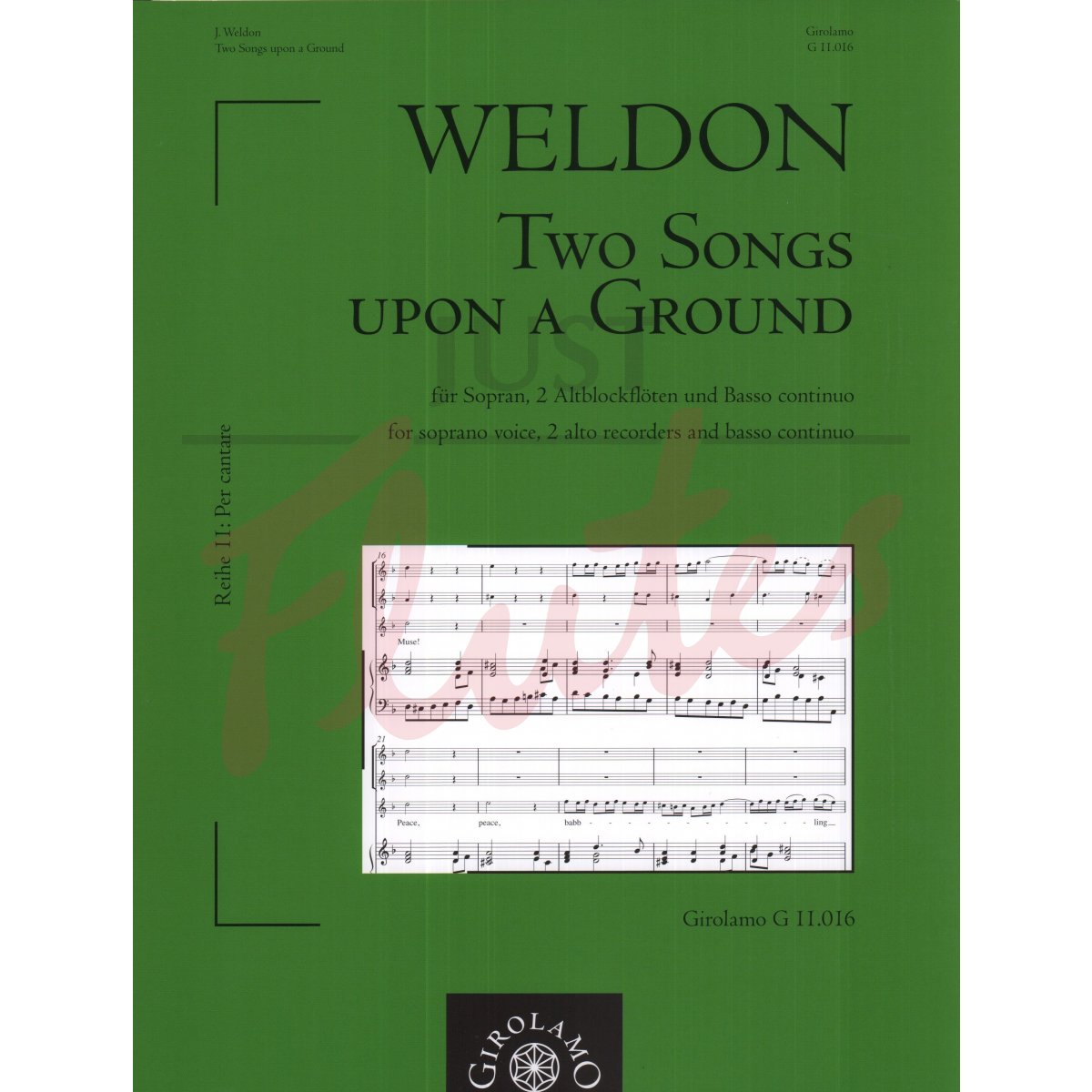 Two Songs Upon a Ground for Soprano Voice, Two Flutes/Treble Recorders and Basso Continuo