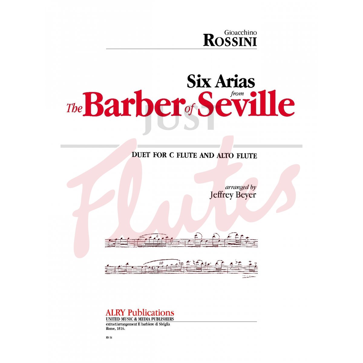Six Arias from The Barber of Seville for Flute and Alto Flute