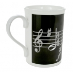 Image links to product page for Bone China Music Themed Mug - Black with White Music Notes