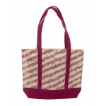 Image links to product page for Jute Girly Tote Bag With Pink Music Stave Design