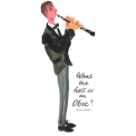 Image links to product page for Mary Woodin 'What the Hell is an Oboe?' Greetings Card