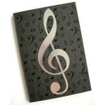 Image links to product page for Black and Silver Treble Clef Notebook