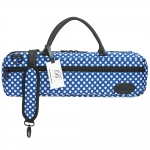 Image links to product page for Beaumont Blue Polka Dot Flute Case Cover, C foot