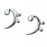 Image links to product page for Music Gifts Sterling Silver Bass Clef Stud Earrings
