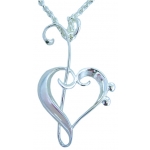 Image links to product page for Music Gifts Silver-Plated 'Heart of Clefs' Pendant
