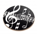 Image links to product page for Music Mug Mats - Black with White Music Notes Design (Pack of 2)