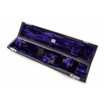 Image links to product page for Wiseman Traditional-Style Flute Case, Black Leather with Purple Lining